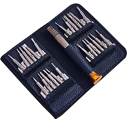 Amtech 25 pc Precision Screwdriver Bit Set, Slotted, Phillips & Torx Bits in Compact Storage Wallet, Ideal for Electronics, Watches & Small Repairs