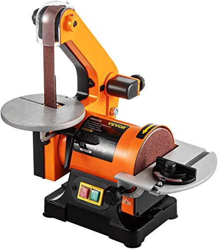 Olibelle Ponceuse à Bande Et à Disque 250 W 2980 RPM Machine à Polir Ponceuse Electrique Touret à Meuler Et Ponceuse (Machine à Polir Ponceuse)