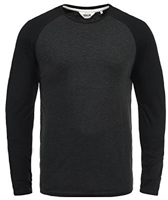 !Solid SDBastien Herren Longsleeve Langarmshirt Shirt mit Rundhalsausschnitt Baumwollmischung Regular fit, Größe:XXL, Farbe:Dark Grey Melange (8288)