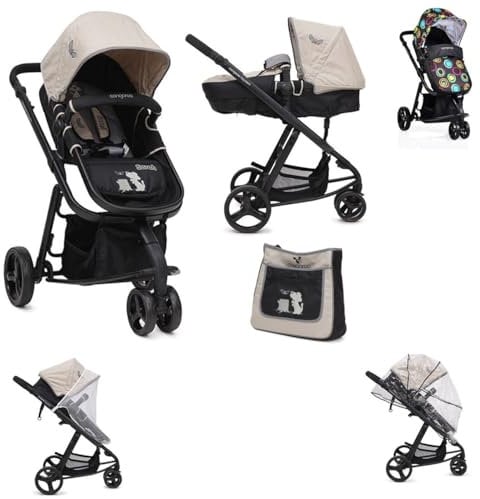 Kombikinderwagen Sarah 2 in 1 klappbar, Faltverdeck, Ablagekorb, Wickeltasche, Farbe:beige