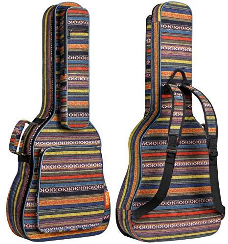 CAHAYA Acoustic Guitar Bag with Neck Cradle Bohemian Vintage Guitar Case 0.65in Thick Sponge Padded Guitar Case for 40 41 42 In Acoustic Classical Guitars CY0186