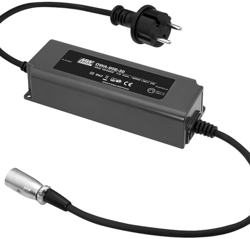 WITTKOWARE OWA-90E-36 IP67 Desktop-Netzteil mit ausgangsseitigem XLR-Stecker (4-polig), 36V/DC, max. 2,5A, 90W