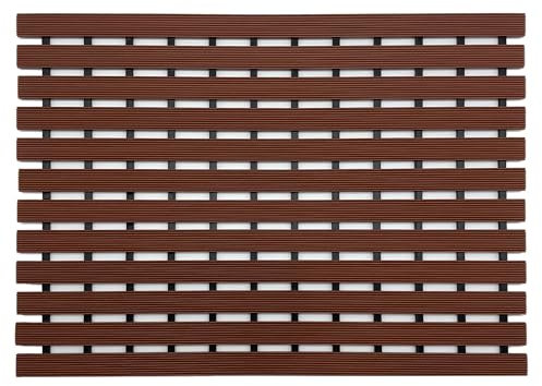 Nicoman Shower Drying Mat Non-Slip Bath Drainage Matt Slatted Duckboard Design| BROWN - (61x43cm / 24x17 inches)
