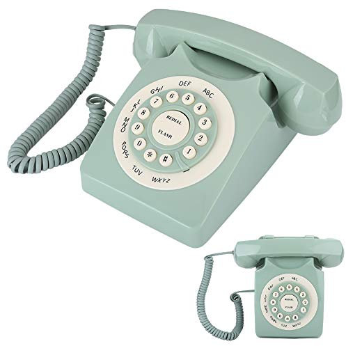 125 Ligne téléphonique Filaire, téléphone Fixe européen Antique Vintag, Appel Haute définition Grand téléphone Filaire à Bouton Clair pour Bureau à Domicile (Vert)