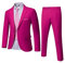 YND Men's Slim Fit 3 Piece Suit, One Button Jacket Vest Pants Set with Tie, Solid Party Wedding Dress Blazer, Tux Waistcoat and Trousers Fuchsia