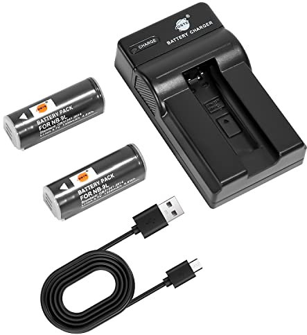 DSTE NB-9L Camera Battery (2-pack) and Charger Compatible with Canon PowerShot N, ELPH 510 HS, ELPH 520 HS, ELPH 530 HS, SD4500 IS
