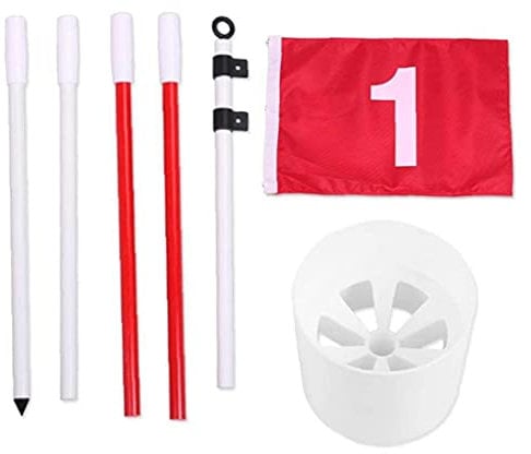 Golf Flagsticks Putting Green Flags Hole Cup Set, Putting Flags with Splittable 5-Section Design for Backyard Garden Red
