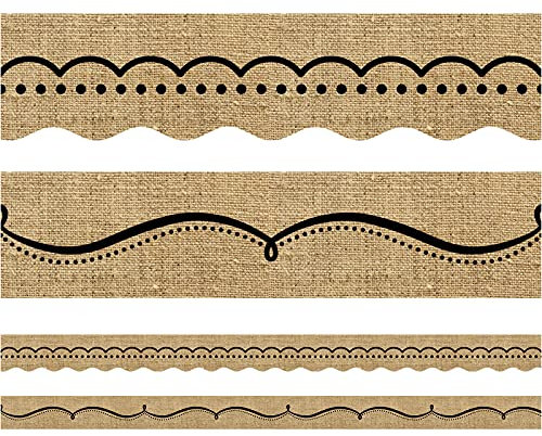 Jute-Pinnwand-Bordüre, Klassenzimmer-Bordüre, Jute, gerade Bordüren, gepunktet, Wirbel, Pinnwand, Wanddekoration, Schulanfang, Dekoration, Bordüren (150 m)