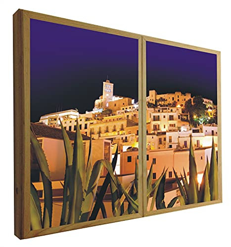 CCRETROILUMINADOS Finestre finte decorative retroilluminate Vista notturna di Ibiza 70 x 90 cm