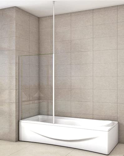 Aica Sanitär Badewannenaufsatz 70cm Duschabtrennung mit Stabilisierungsstange zu Decke 6mm Nano Glas H200cm