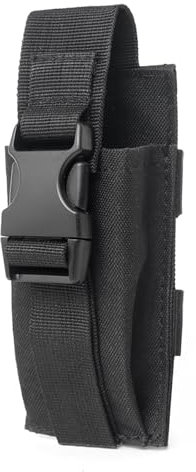 Azarxis Custodia Porta Torcia Cinturone Borsello da Cintura Tattico Portatorce Porta Torcia Accessori Cinturone Tattico Carabinieri Polizia GPG (C - Nero)