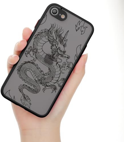 ZhuoFan für iPhone 8/7/iPhone SE 2022/2020 Hülle - 4,7, Aesthetic mit Motiv Stoßfest Hülle, Durchsichtig Cartoon Drachen Muster Silikon TPU Schutzhülle Kameraschutz Case für iPhone SE 3, Dragon