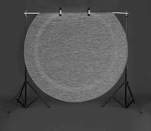 Mia´s Teppiche Malaga In- & Outdoor Teppich Flachgewebe, Modisches Design, Schicke Farben, für Balkon und Terrasse geeignet, Waschbar- und Witterungsbeständig, Anthrazit, 120 x 120round cm