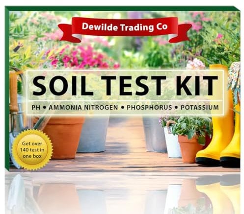 Bodentest-Kit - 140 Test - 2025 aktualisiert - Testen von pH-Wert Ammoniak, Stickstoff, Phosphor und Kalium - Tester für Ihren Gemüsegarten, Rasen und Boden