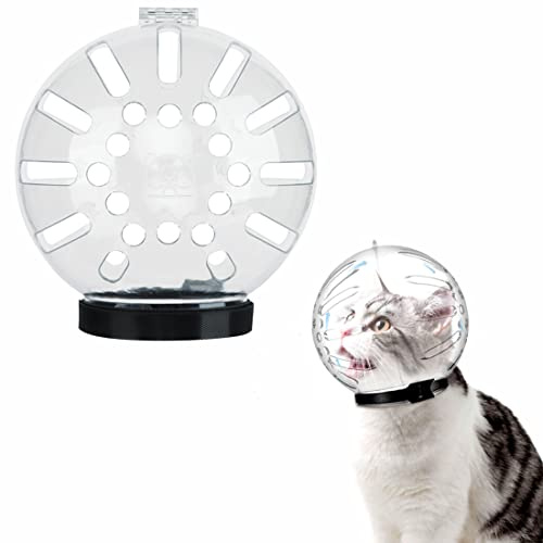 Katzen Maulkorb Kugel Atmungsaktiv Katzenpflege Katzenmaulkorb Anti-Biss Schutzkragen Elisabethanischer Kragen Verstellbar Luftmaulkorb Transparent Katzenhaube für Katzen zur Fellpflege Baden XL