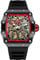 FORSINING Montre pour homme en forme de tonneau squelette mécanique automatique grand cadran tendance Business Dress Montres bracelet en silicone, Noir , Bracelet :