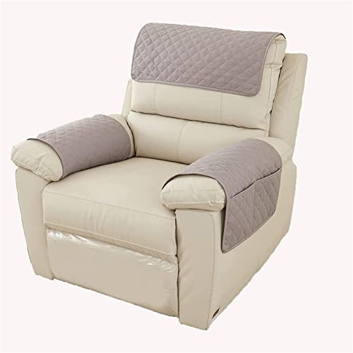 GIINO Sofa-Armlehnenbezug, Kopfstützenbezug Für Liegestuhl-Armlehnenbezug, Sessel-Schonbezug, Rutschfester, Gesteppter Möbelschutz Für Haustiere, Ledersofa, Couch (1-Sitzer- | 3 STK,Hellgrau)