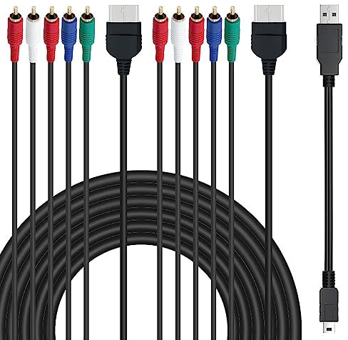 Xiatiaosann AV Audio Video Kabel, AV Komponentenkabel für Classic Original für Xbox RCA Audio Video HD Kabel mit USB-A auf Mini USB Ladekabel