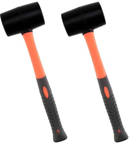 PINGEUI 2 Pack 32oz Solid Rubber Mallet, Black Mallet Hammer with Non Slip Rubber Handle for Camping, Flooring, Tiles Install, Woodworking