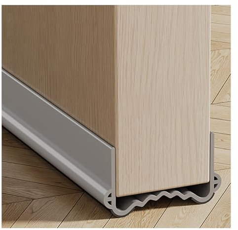 Veki 100cm Burlete Puerta Entrada, Reutilizable Burlete Bajo Puerta Autoadhesivo, Ajustable Tira de Sellado para Antipolvo, Aislamiento Acústico, Viento, Agua e Insectos (Anchura 3,5-5,5 cm, Gris)