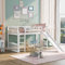 Bellemave Lit Mezzanine Double avec Toboggan et échelle, lit Mezzanine Bas pour Enfants, lit Mezzanine en Bois, pour garçons et Filles, Blanc