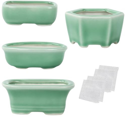 happy bonsai 3.2-3.9 (8-10cm) Mini Green Pots Value Set of 4