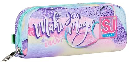 SJ Gang Federmäppchen, Rosa, Rythmicsoul, Federmäppchen mit einzigartigem Fach für Stifte, Zubehör Rucksack, Medium, Oben, Mädchen, Rosa, Taglia Unica, Modern