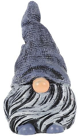 BESPORTBLE Mini Resin Gnome Figurine Blue Hat Garden Statue Resin Decorative Ornament for Patio Lawn and Home