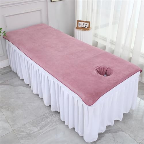 Morbuy Massageliege Laken mit Gesichtsloch, Handtuch für Massageliege, Weich Mikrofaser Gesichtsauflage Spannbetttuch für Massageliege Schönheitsbett Spa Schönheit (100x200cm,Bohnenpastenfarbe)