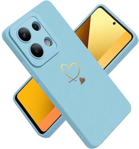 Paitech für Xiaomi Redmi Note 13 5G Hülle, Ultra Dünn Weiche TPU Silikon Case Stoßfeste Schutzhülle Kameraschutz mit Niedliche Gold Love Herz Muster für Hanyhülle Redmi Note 13 5G, Blau