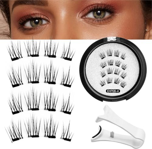 Magnetic Eyelashes without Eyeliner,Reusable Magnetic Lashes,No Glue 3d False Eyelashes Kit,Magnetic Eyelashes Natural Look,Magnetic Eyelashes with Applicator,No Glue or Liner Needed(Natural)