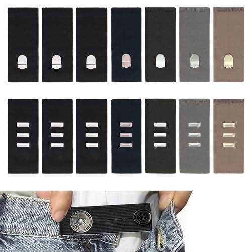 Nadiaen 7Pcs Waist Extender for Trousers,Trouser Extenders for Men,Waist Extenders for Women,Button Extender for Trousers Ideal for Adjusting the Waistline of Pants,Jeans and Skirts