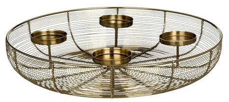 EGLO LIVING Adventskranz Hagony, Kerzenhalter Gestell für 4 Adventskerzen, Advent Kerzenständer für Stumpenkerzen, Tischdeko Weihnachten aus Metall in Gold, ⌀ 45 cm