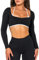 Navneet Sport Oberteile Damen Gym Yoga Shirt Langarmshirts Backless Halter Sport Top mit BH Laufshirt Crop Top Fitness Schwarz M