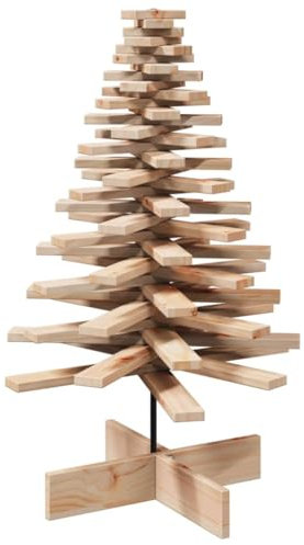 VidaXL Arbre de Noël en Bois Massif de Pin pour Décoration - 100 cm