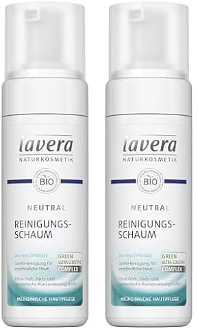 lavera Neutral Reinigungsschaum - Bio Nachtkerze - Sanfte Gesichtsreinigung - empfindliche Haut - Neurodermitis - Medizinische Hautpflege - vegan - Bio Pflanzenwirkstoffe - Naturkosmetik - 150 ml