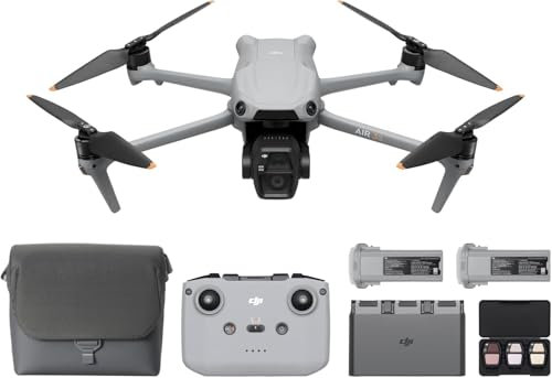DJI Air 3S Fly More Combo (RC-N3), Drohne mit 1“ CMOS Weitwinkel- & mittlerer Telekamera, 4K/60fps HDR Video, omnidirektionale Hinderniserkennung bei Nacht und 3 Akkus für längere Flugzeit