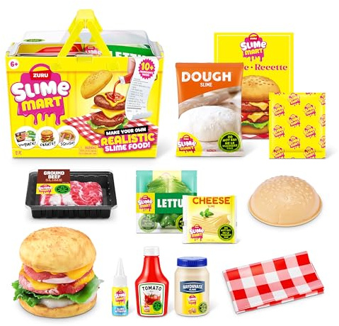 Slime Mart Kleiner Korb (Burger) von ZURU, Schleim-Spielzeug, Basteln für Kinder und Kidults, Soft-Schleim-Herstellungsset für Mädchen von 6–10