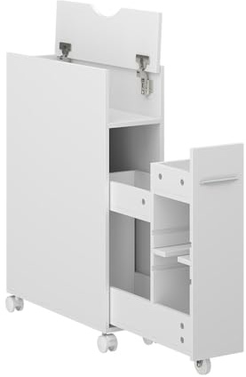 Vicco Armario de Aseo Niva, Blanco, 18 x 71.3 cm | Con compartimento extraíble, para almacenamiento que ahorra espacio sobre el inodoro