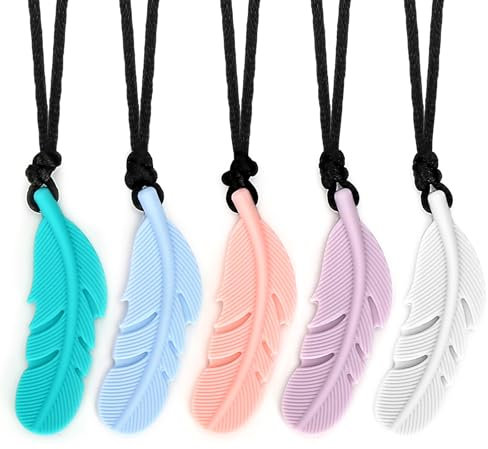CLDY 5 Stück Sensory Chew Necklace, Kaukette für Kinder, beißkette, Beißspielzeug, kauspielzeug, BPA-frei, Autismus-Spielzeug für Jungen und Mädchen, perfekt für Kinder mit ADHS ab 3 Monaten