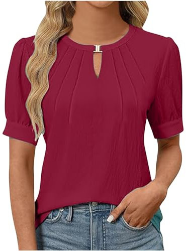 Scollo A V Donna in Saldo Camicia Oversize Bianca Camicetta Donna Fucsia Plus Size T Shirts Cotone Elastan Maglietta Basic Manica Corta Magliette Monocolore Rosa Maglia Giallo Fluo Maglie