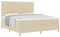 vidaXL Creme Bettgestell 180 X 200 cm | Modernes Linien-Design | Robustes Stoff- und Holzmaterial | Bequeme Unterstützung für Erwachsene | Schlafzimmermöbel | Holz | Stylisch