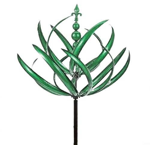 Springwillfly Drehbare Windmühle, Metall-Skulptur für Gärten, Terrassen, Innenhöfe, Dekoration, 20 x 90 cm (grün)