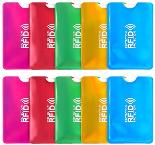 Vin Beauty 10 Stück Farbenfroher RFID-Kartenhalter, RFID Blocker Kartenhülle Blockierende Hüllen Bunte Kartenhüllen RFIDS-Ausweisschutz für Damen und Herren