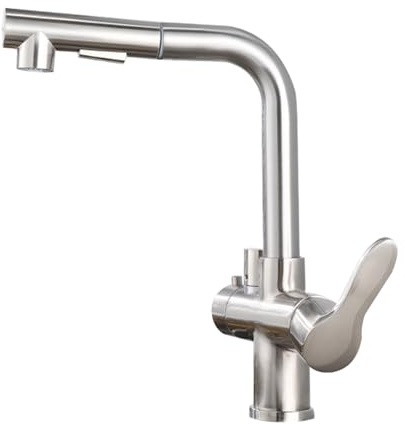 Kitchen Pull Out Taps with Dishwasher Connector Rotate 2 Handles Kitchen Mixer Taps Brass-Brushed