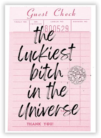 Druck-Palast The Luckiest Bitch in the Universe Poster - 50x70cm - Kunstdruck - Wohnzimmer Schlafzimmer - Verspielt Modern Lustig - Hochwertiger semimatter Druck