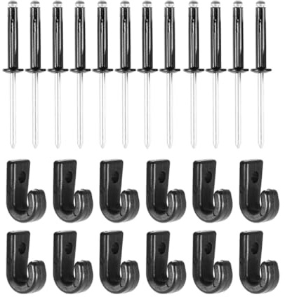 Luxshiny Kayak J-Hooks and Rivet Lashing Kit Set 12 Pieces Tie Down Hooks for Kayak and Canoe Bungee Cord Securement Water Sports Boat Accessories