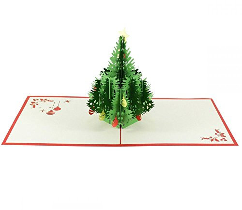 3D KARTE Weihnachtsbaum I Pop-Up Grußkarte zu Weihnachten I Außergewöhnliche Weihnachtskarte mit geschmücktem Tannenbaum