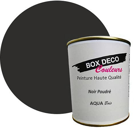 BOX DECO COULEURS Peinture bois intérieur extérieur à base d'acrylique aspect velours-satin Aqua Bois - 750ml, Noir Poudré