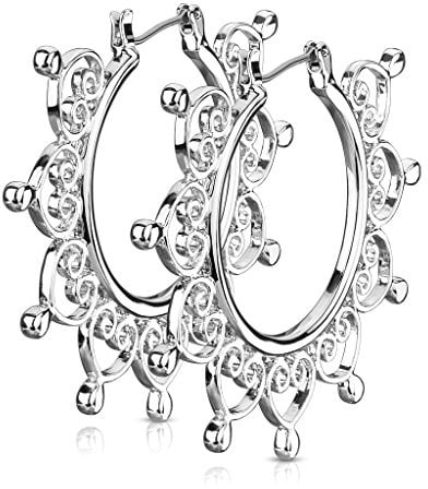 eeddoo® Damen Creolen-Ohrringe aus Edelstahl mit filigranen Ornament Design